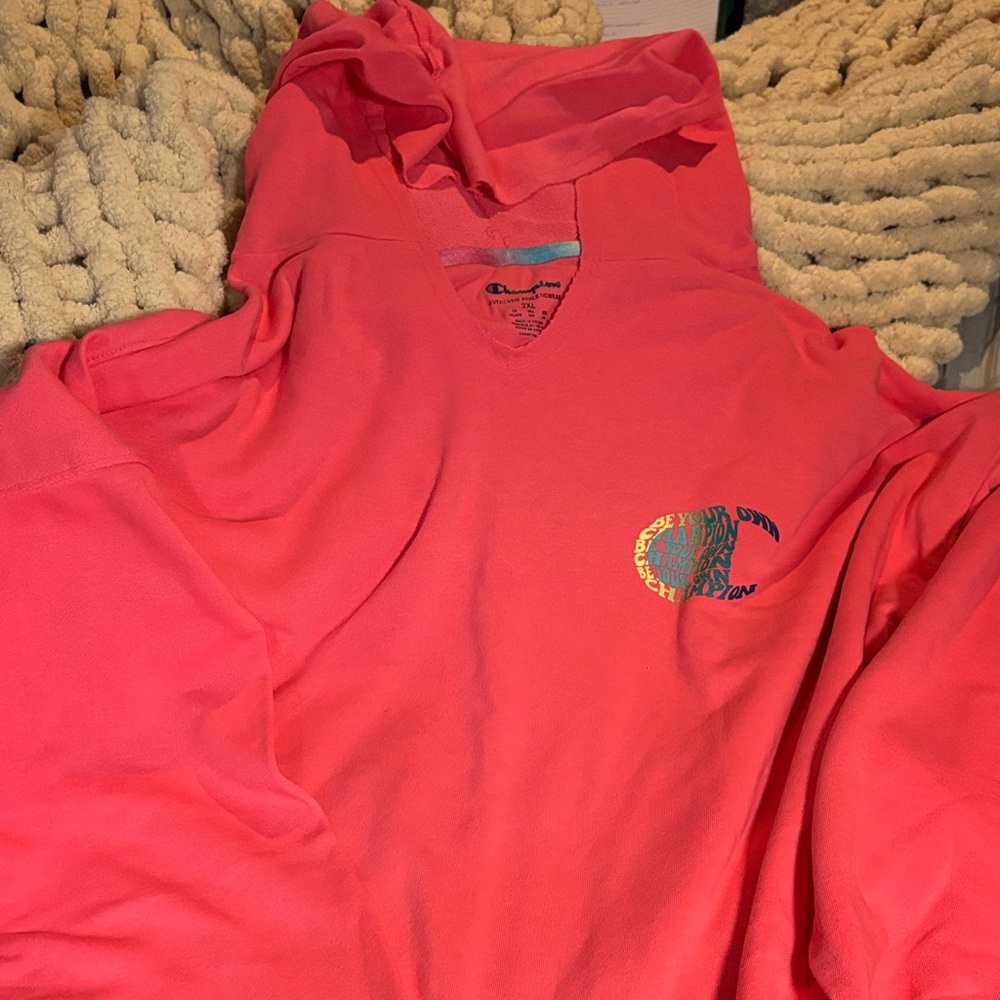Coral Hoodie with Graphic Logo